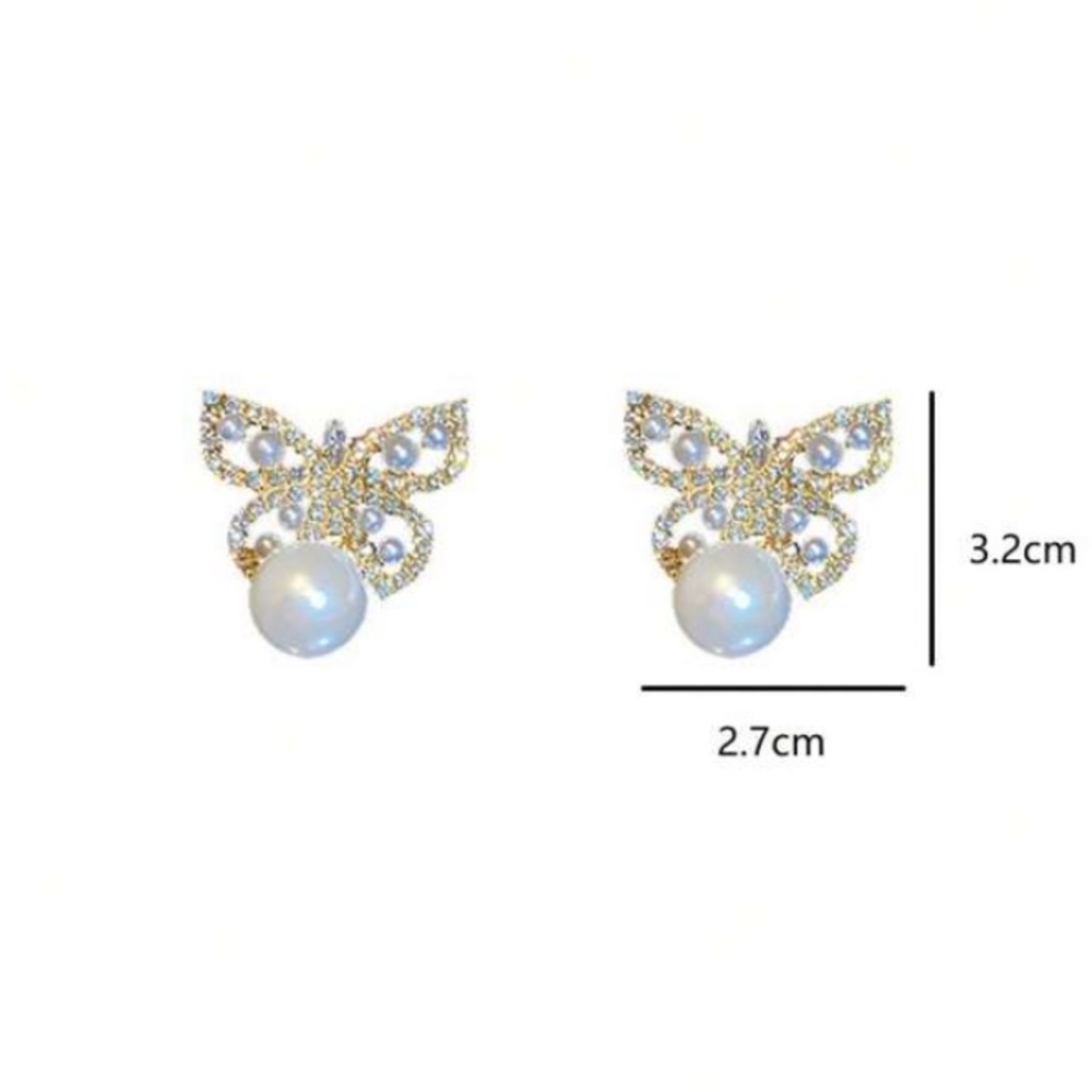 Elegant Butterfly Pearl Earrings - Picture 4 of 5